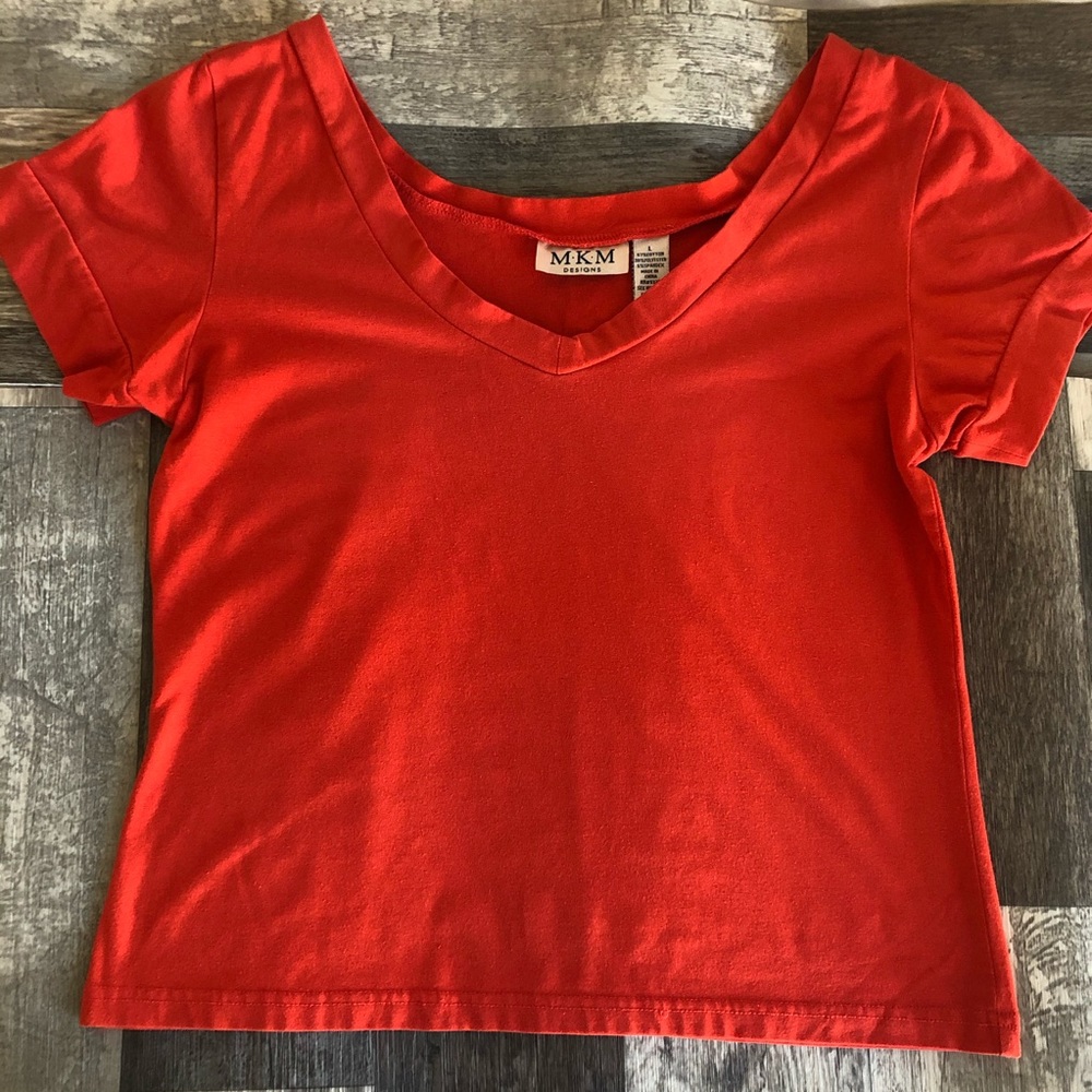 MKM Designs red crop top size L cotton/poly blend